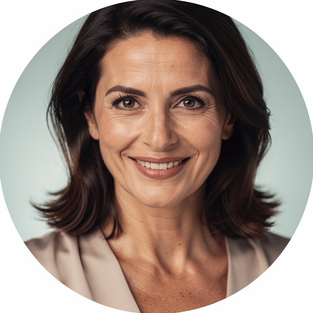 Ritratto realistico di Elena, paziente soddisfatta del servizio cardiologico